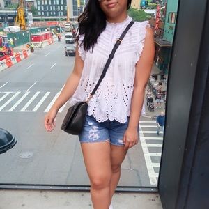 White Mock Neck Zara Blouse